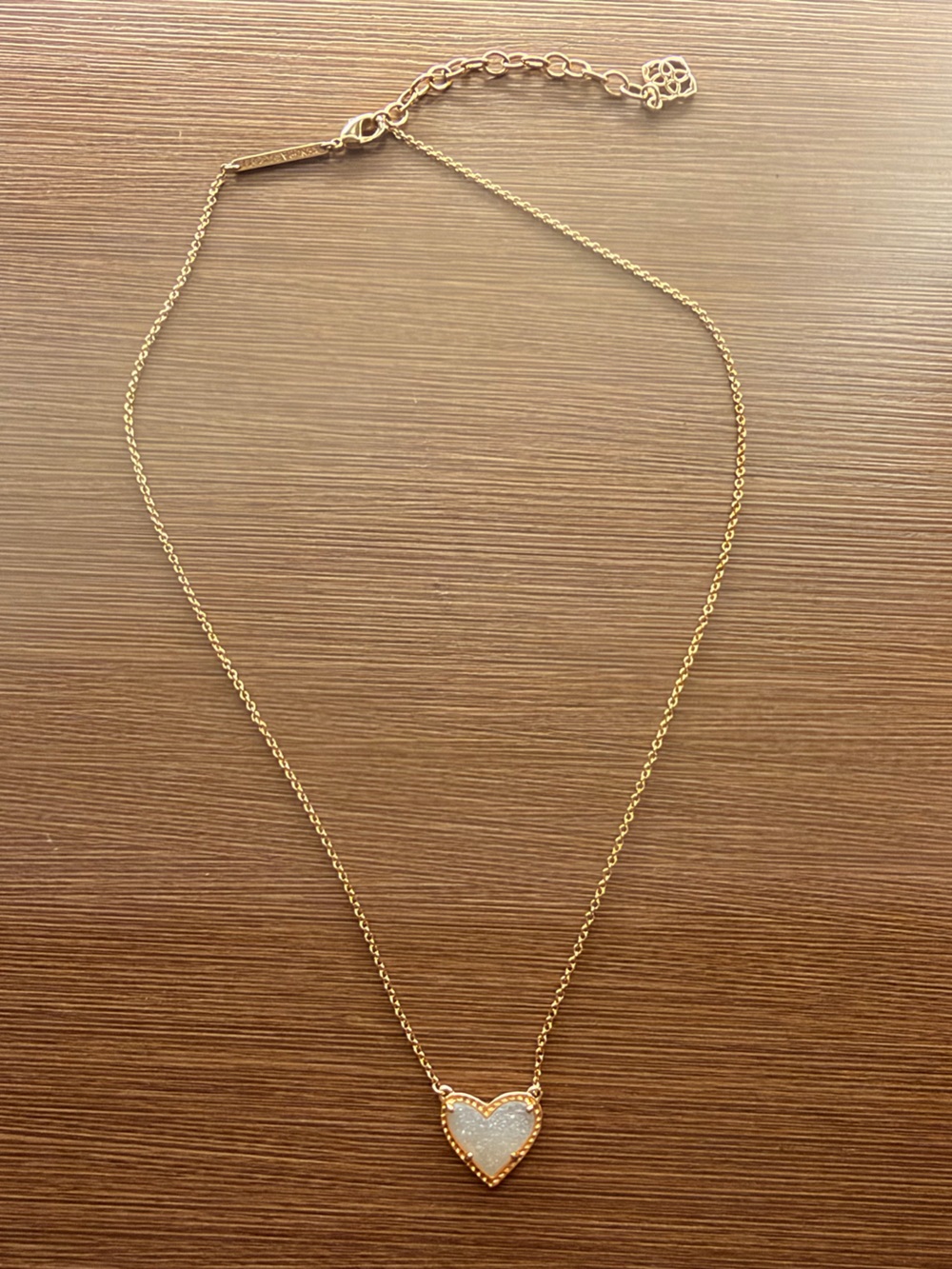Kendra Scott Gold Heart Necklace with White Druzy